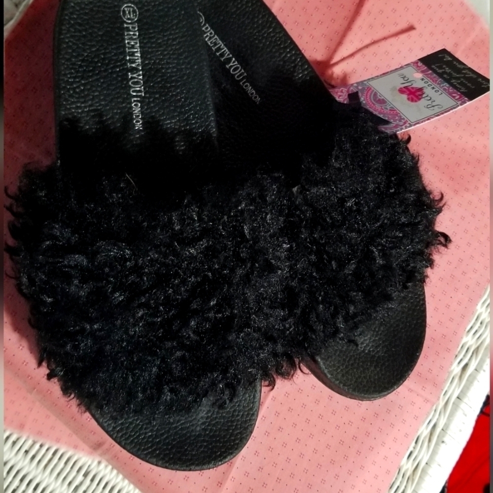 Curly  Fuzzy Slides, so cozy!